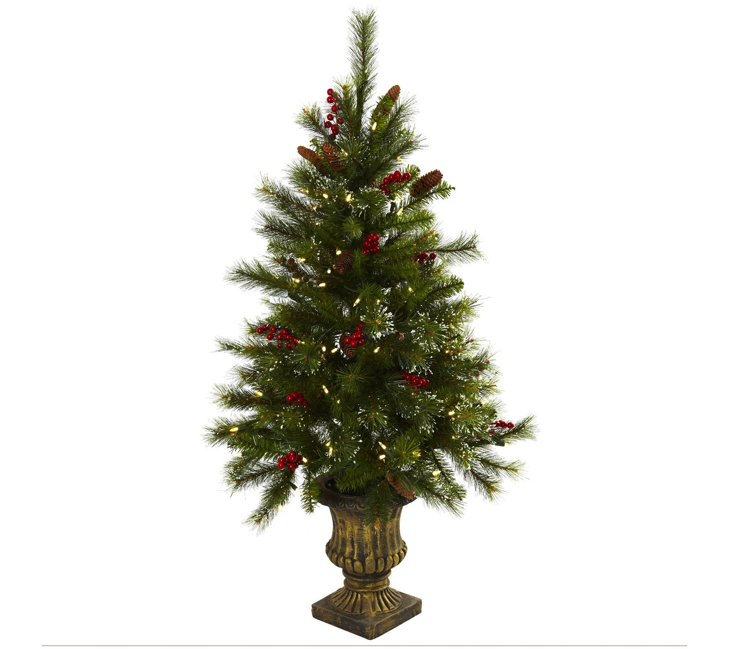 4' Christmas Tree with Pine Cones in Urn by Nearly Natural