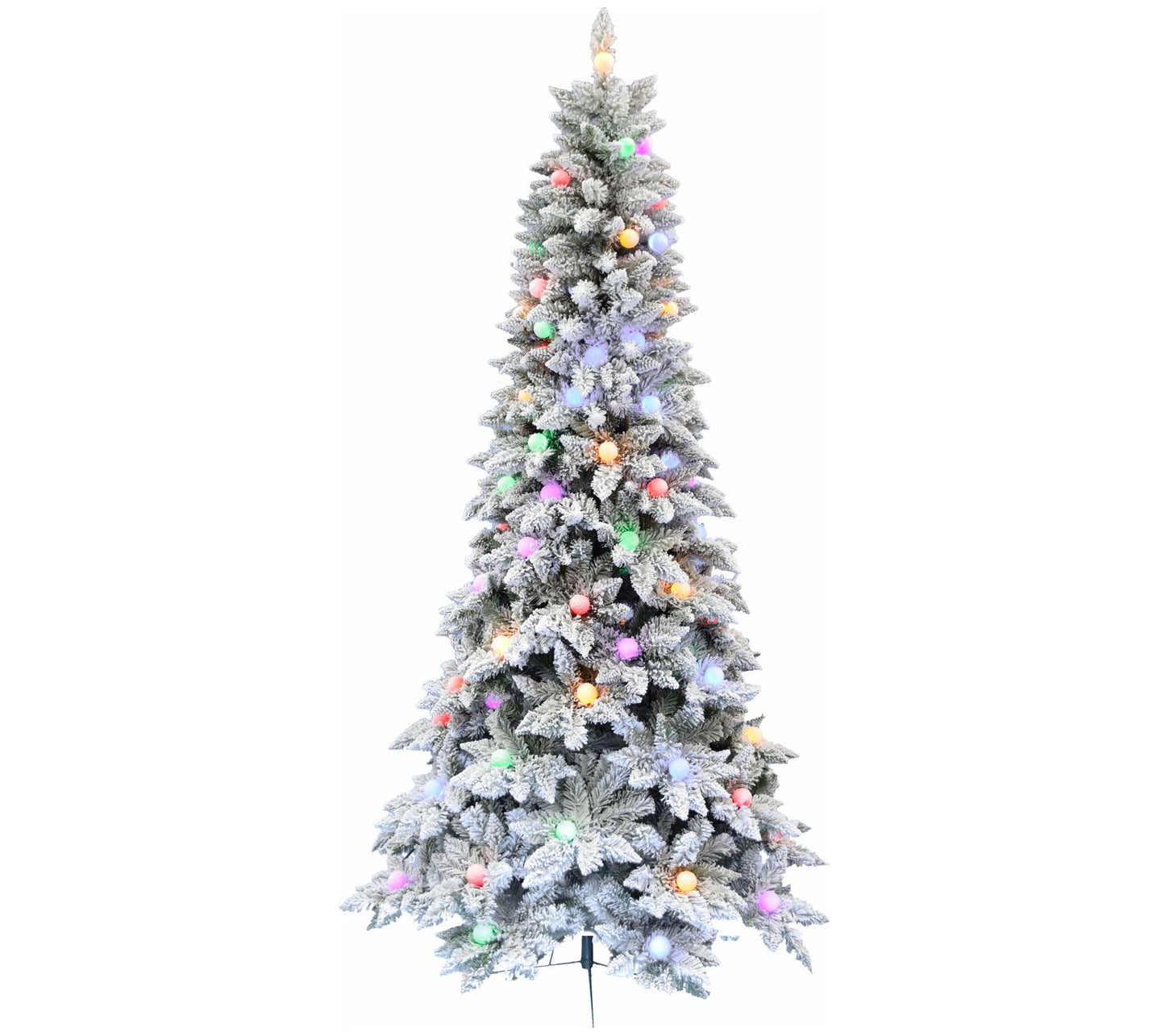 Fraser Hill Farm 7.5-Ft. Slim White Tail Pine Snow-Flocked Tre