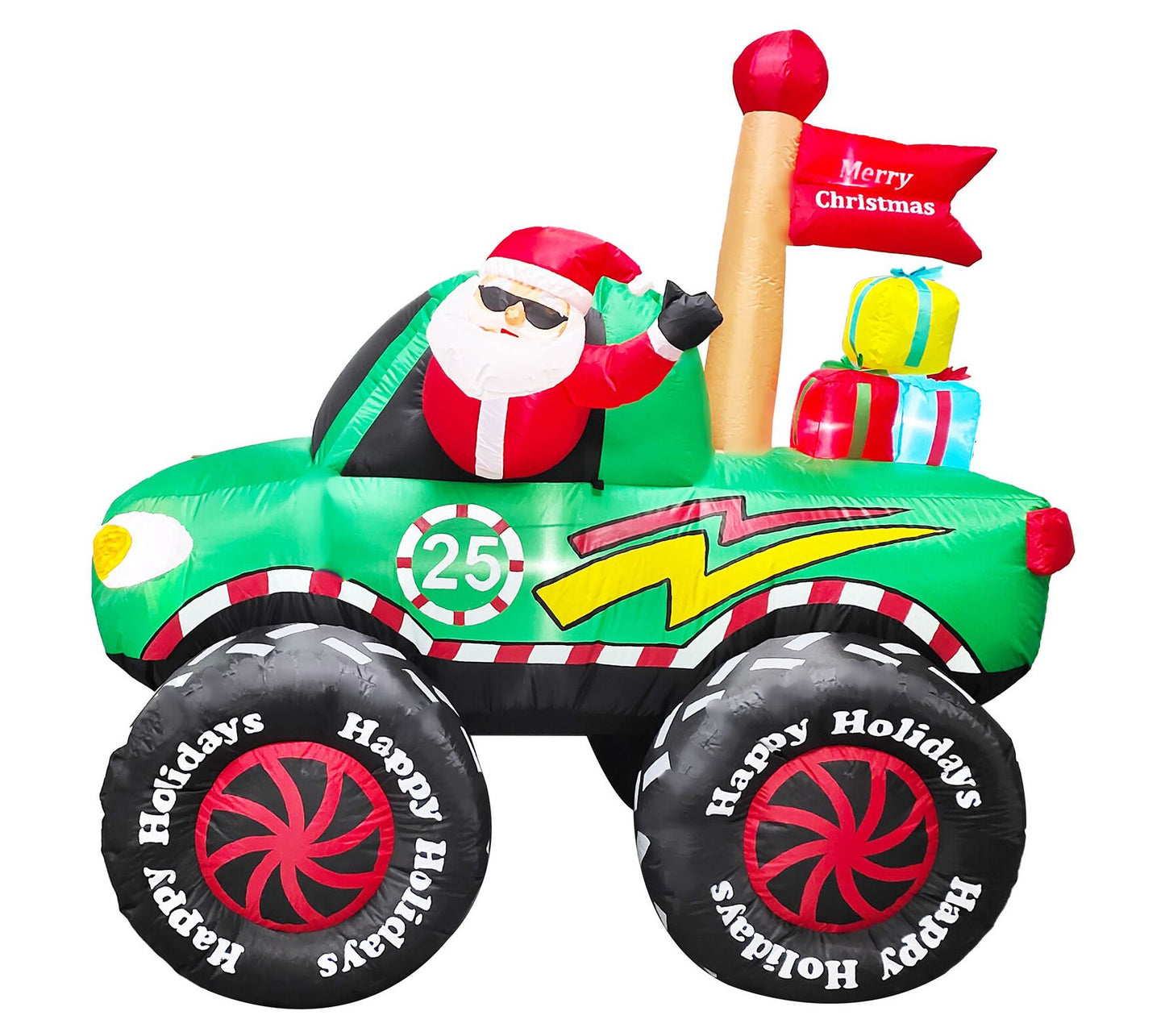 Fraser Hill Farm 6" Tall Prelit Santa in TruckInflatable