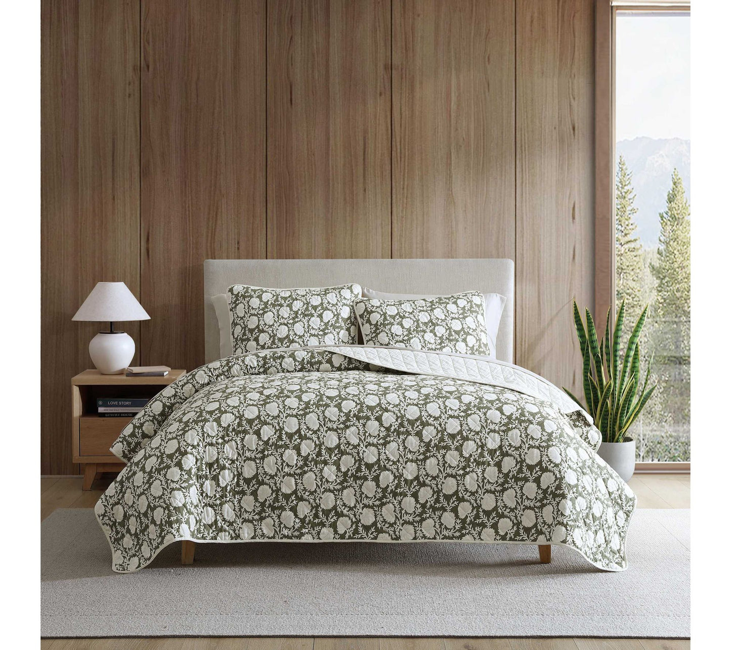 Eddie Bauer Garden Bloom Green King Quilt ShamSet
