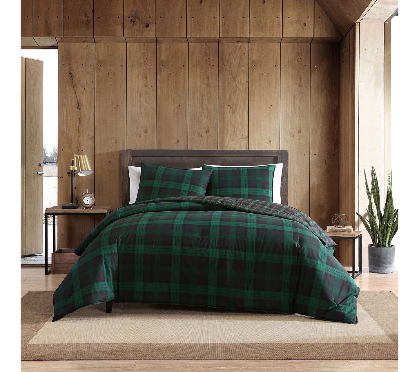 Eddie Bauer Tartan Green Cotton King ComforterSet