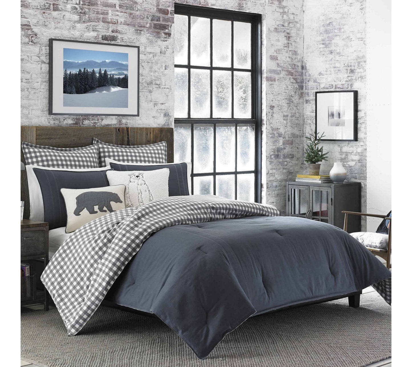 Eddie Bauer Kingston Grey Reversible King Comforter Set