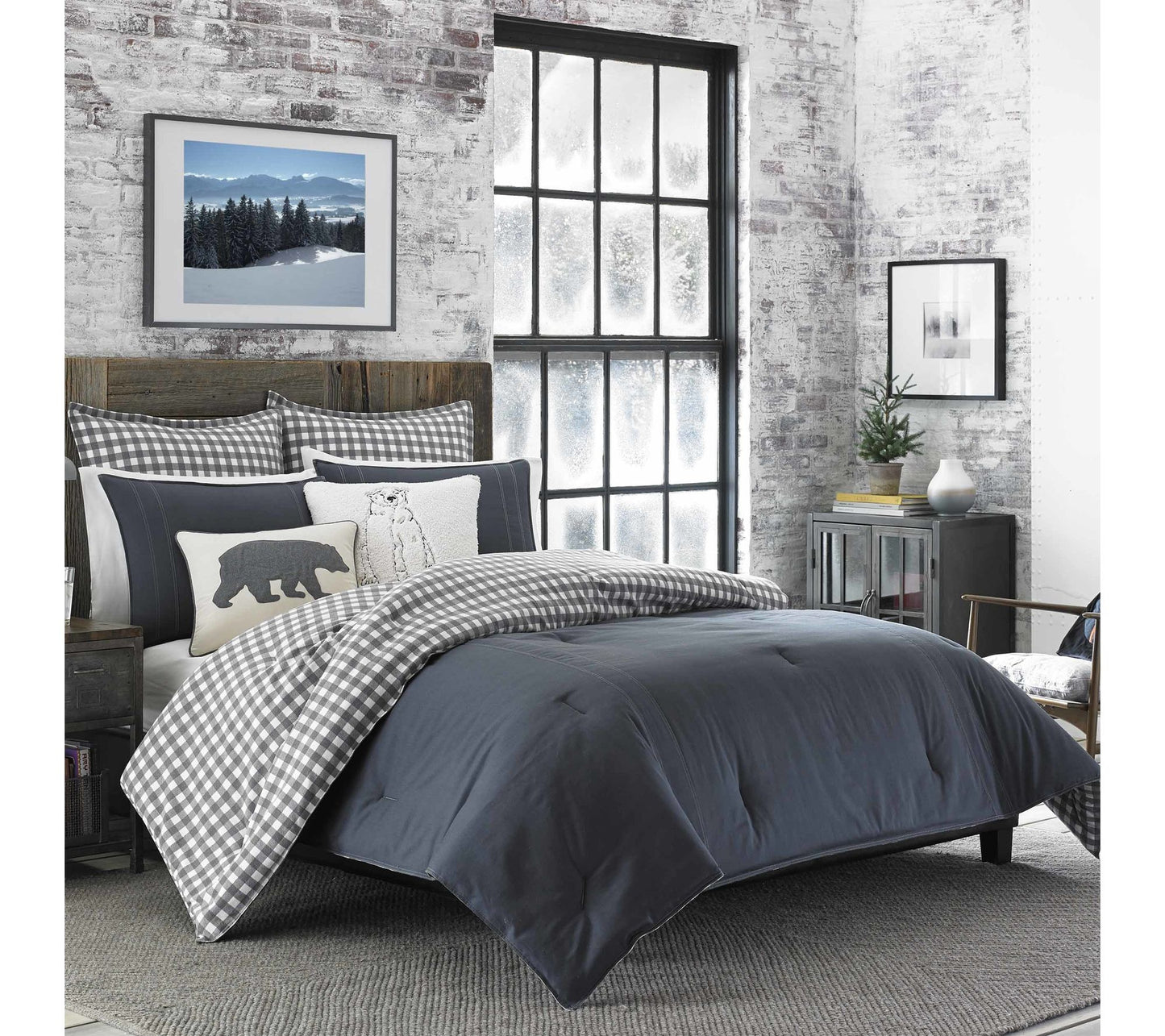 Eddie Bauer Kingston Grey Cotton King Duvet Cover Set