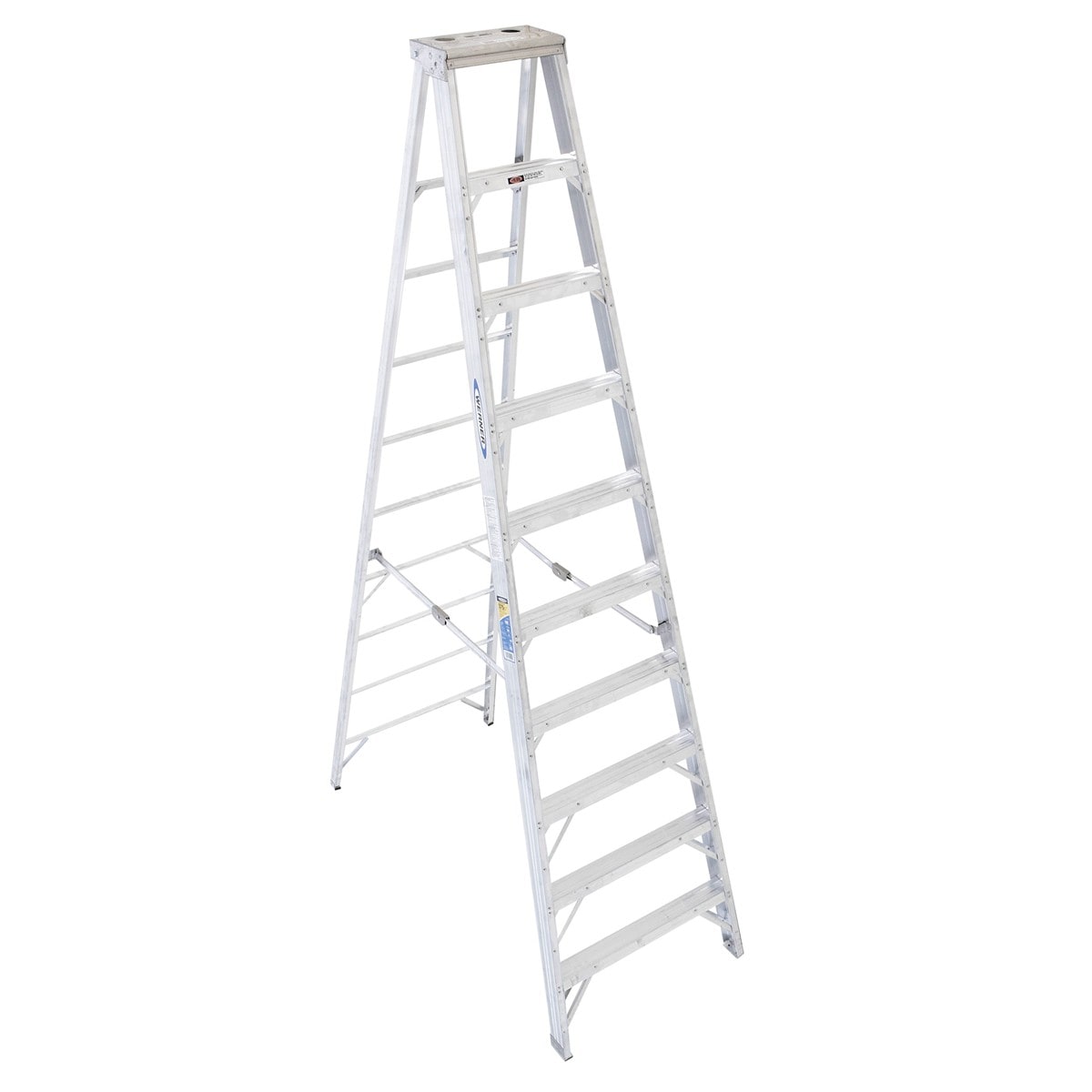 Werner 400 10-ft ( 14-ft Reach Height ) Aluminum Type 1AA - 375 lbs. Load Capacity Step ladder