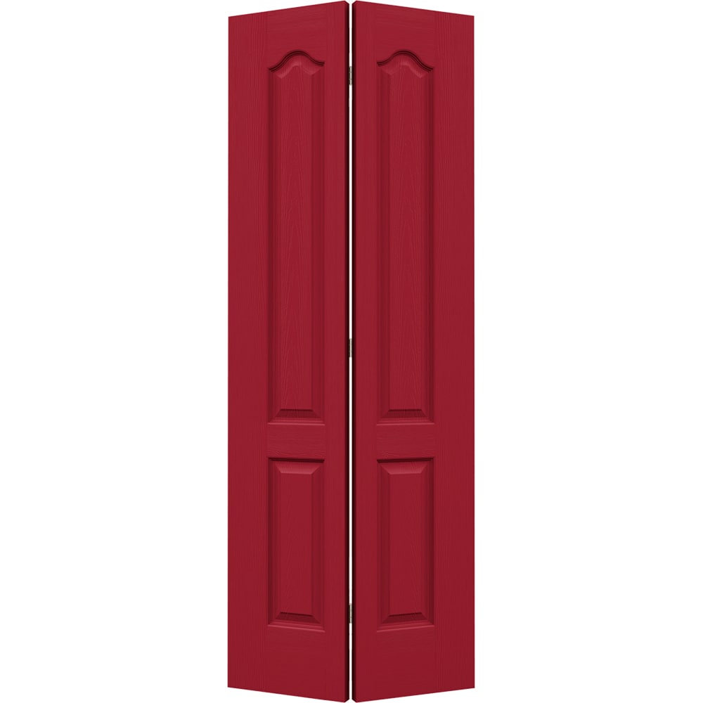 JELD-WEN Camden 36-in x 80-in Cranberry 2-panel arch top Textured Hollow core Prefinished Molded composite Closet Bifold Door ( Hardware Included )