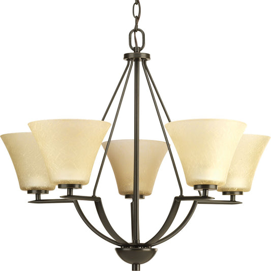 Progress Lighting Bravo 5 -Light Antique Bronze Transitional For Use in Bedrooms, Dining Rooms, Living Rooms Chandelier 525485
