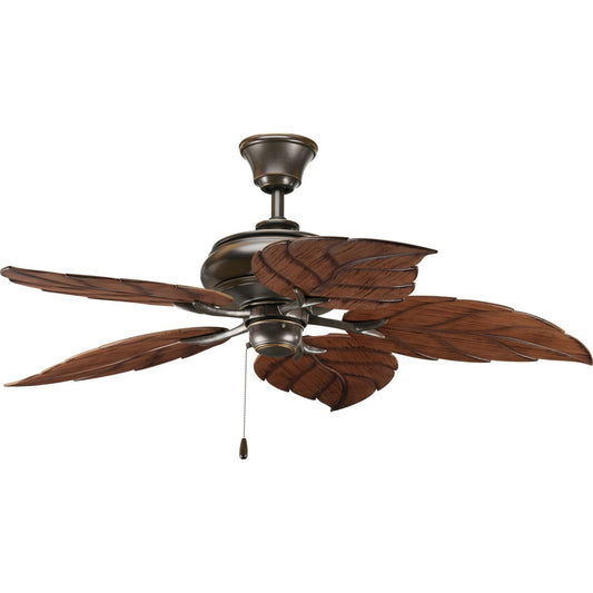 Progress Lighting AirPro 52-in Outdoor Downrod or Flush Mount Antique Bronze with Washed Walnut Blades Ceiling Fan Light Kit Compatible ( 5 -Blade ) 564823