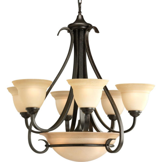 Progress Lighting Torino 6 -Light Bronze Transitional For Use in Bedrooms, Dining Rooms, Foyers, Kitchens, Living Rooms Chandelier 559578