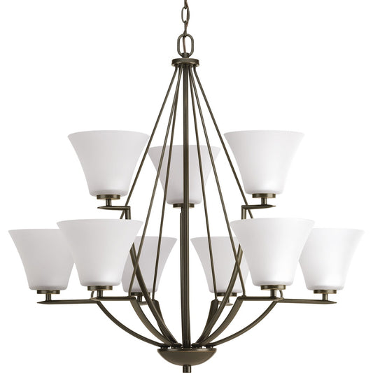 Progress Lighting Bravo 9 -Light Antique Bronze Transitional For Use in Bedrooms, Dining Rooms, Foyers, Kitchens, Living Rooms Chandelier 797733