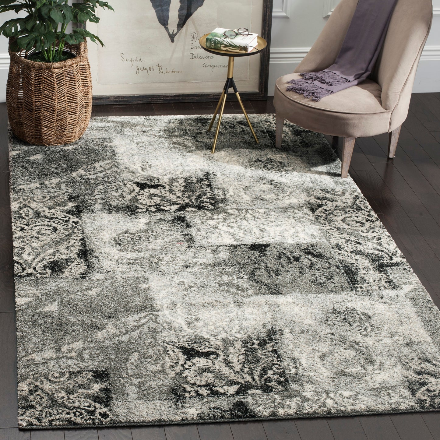 Safavieh Retro Paseo 9 x 12 (ft) Loomed Cream/Gray Rectangular Indoor Abstract Industrial Area rug