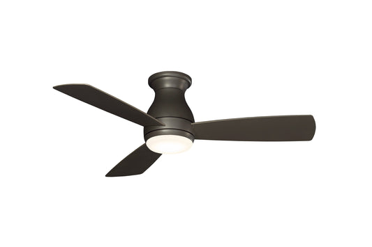 Fanimation Hugh 44-in Integrated LED Outdoor Flush Mount Matte Greige with Matte Greige Blades Ceiling Fan With Light - Remote Included ( 3 -Blade ) 1391645