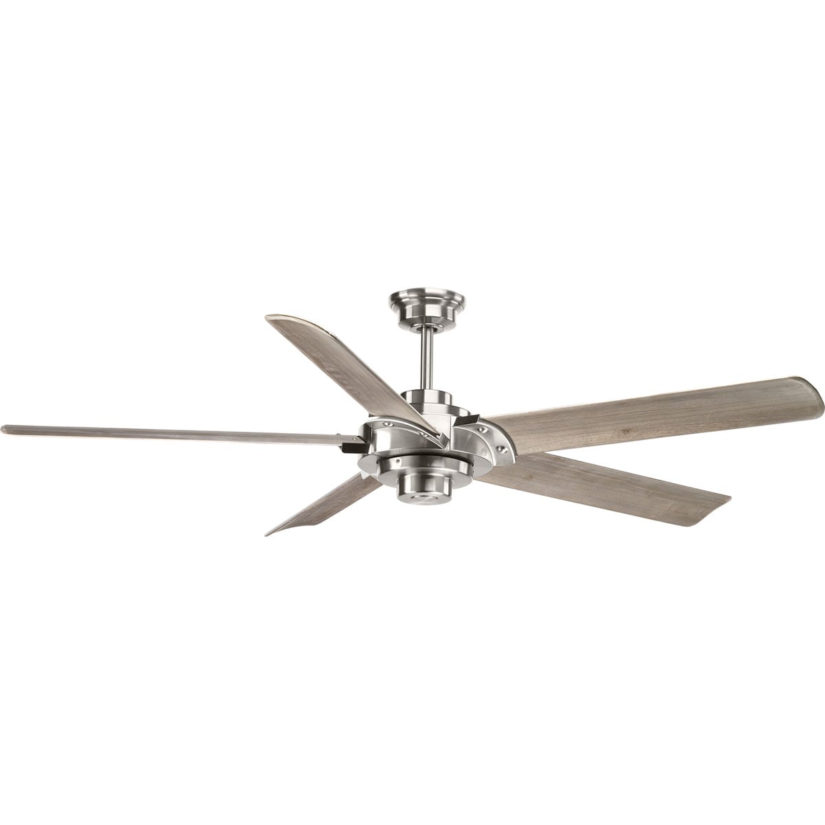 Progress Lighting Ellwood 68-in Downrod or Flush Mount Brushed Nickel with Driftwood Blades Ceiling Fan Light kit compatible and Remote ( 5 -Blade ) 922280