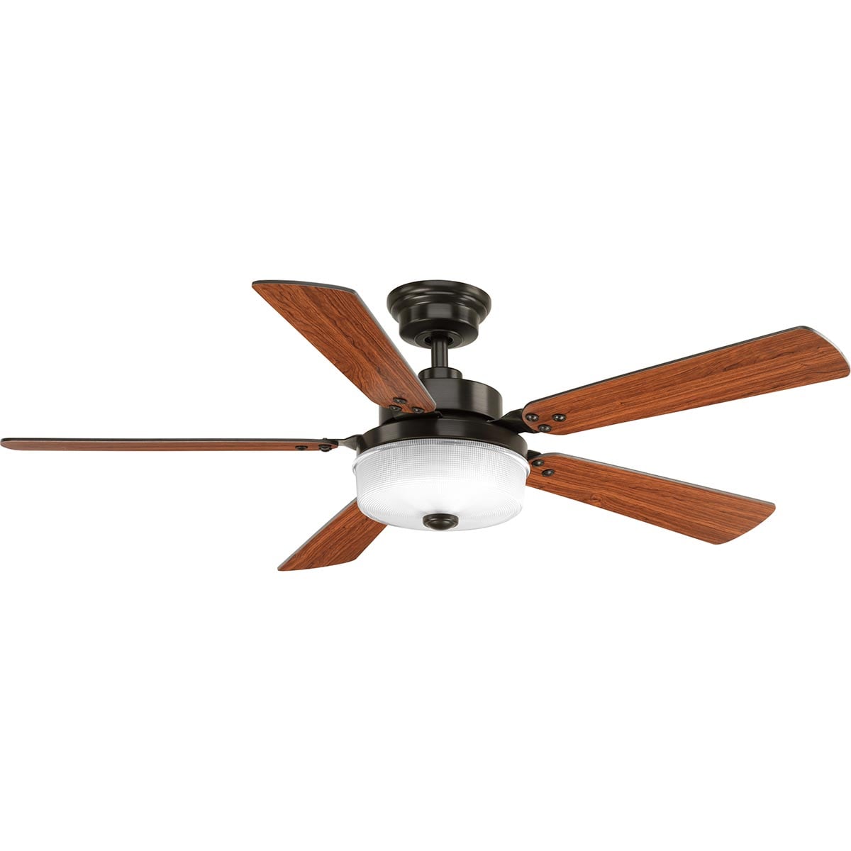 Progress Lighting Tempt 52-in Integrated LED Antique Bronze with Medium Cherry/American Walnut Blades Ceiling Fan With Light - Remote Included ( 5 -Blade ) 1021035