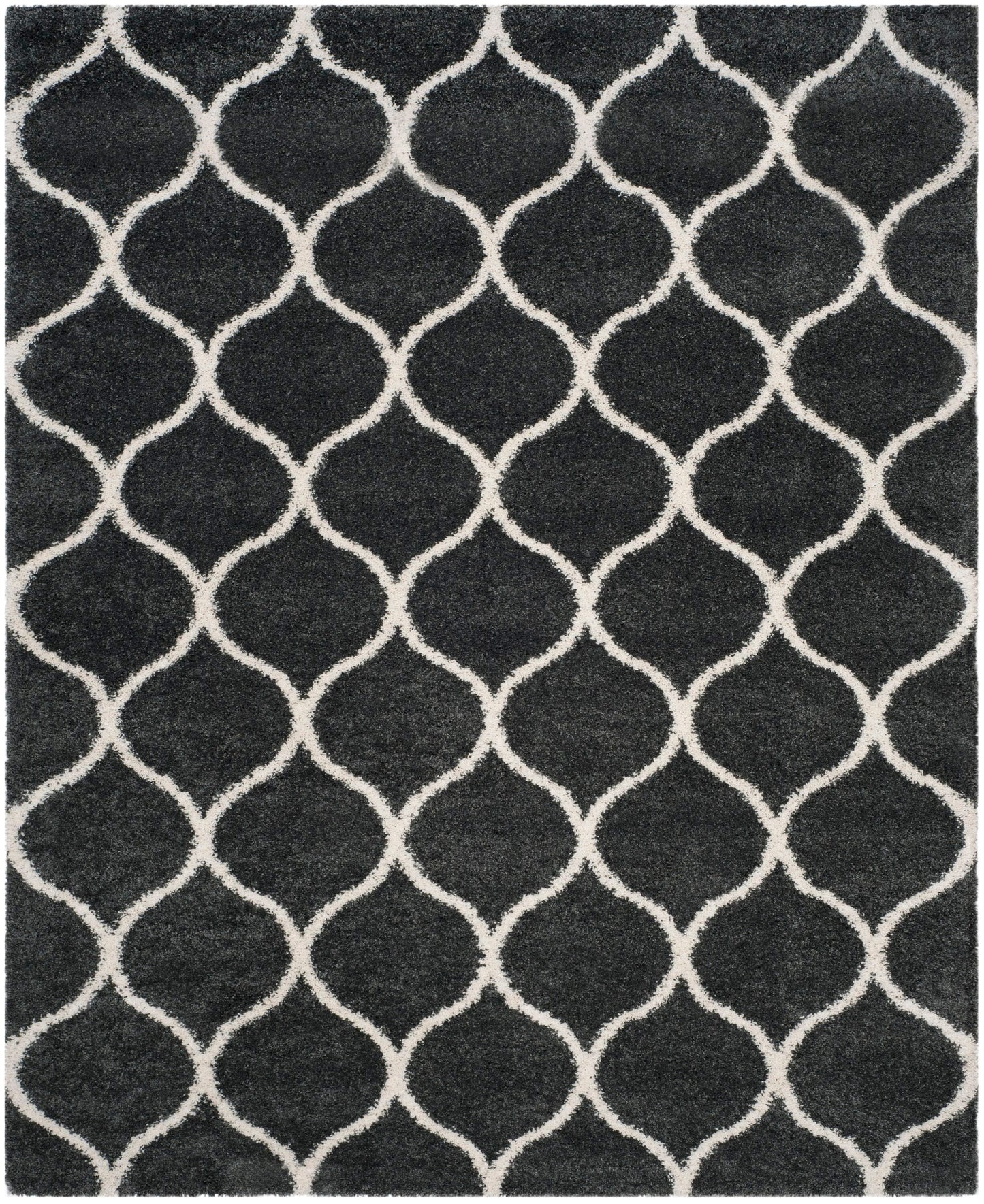 Safavieh Hudson Hathaway Shag 10 x 14 (ft) Loomed Dark Gray/Ivory Rectangular Indoor Trellis Area rug