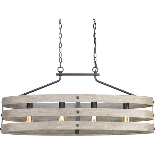 Progress Lighting Gulliver 4 -Light Graphite Farmhouse Linear Large Hanging Kitchen island light 1007418