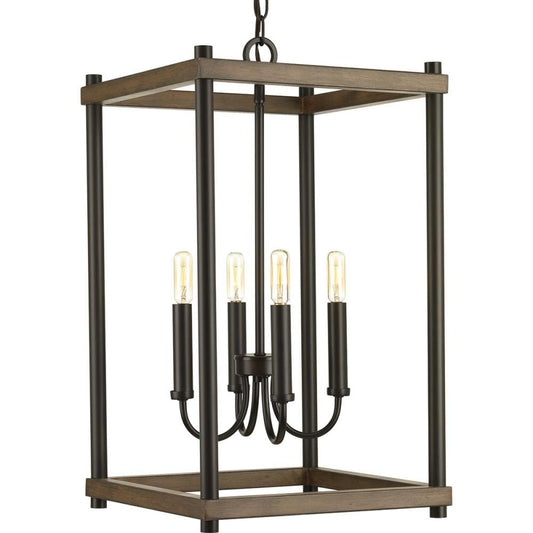 Progress Lighting Fontayne 4 -Light Antique Bronze Industrial Square Medium Hanging Pendant light 1007427