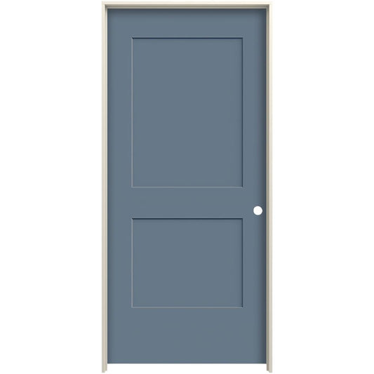 JELD-WEN 28-in x 80-in Colony Solid core 2-panel square Left hand Smooth Prefinished Molded composite Flat Jamb Single Prehung Interior Door