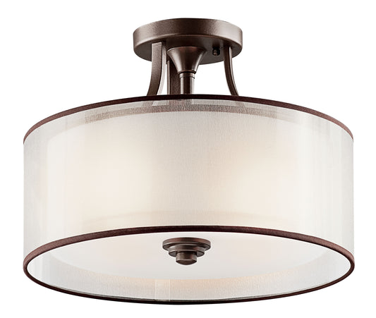 Kichler Lacey 3 -Light 15-in Bronze Semi Flush Mount Light 1252917
