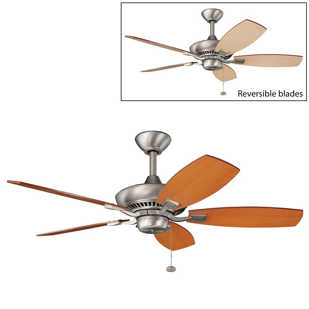 Kichler Canfield 44.0-in Downrod or Flush Mount Brushed Nickel with Maple/marive cherry Blades Ceiling Fan Light Kit Compatible ( 5 -Blade ) 1254104