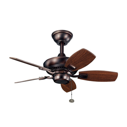 Kichler Canfield 30-in Outdoor Oil Brushed Bronze with Walnut/Cherry Blades Ceiling Fan Light Kit Compatible ( 5 -Blade ) 1254102