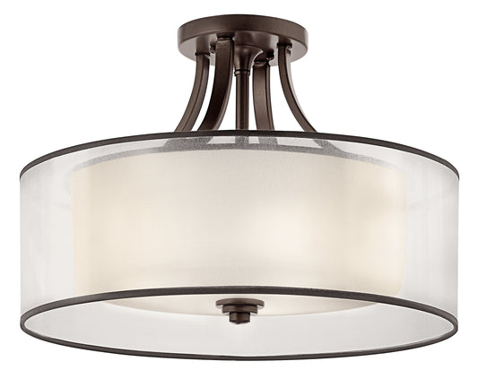 Kichler Lacey 4 -Light 20-in Bronze Semi Flush Mount Light 1252919