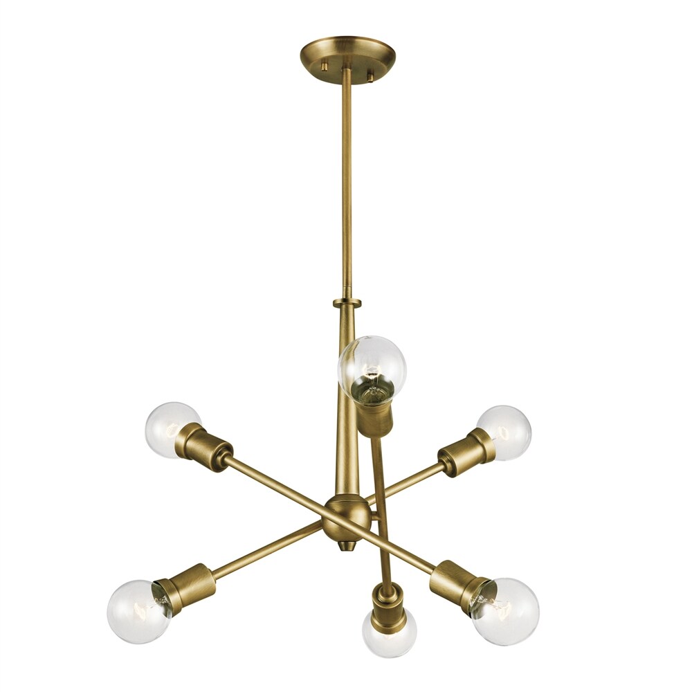 Kichler Armstrong 6 -Light Brass Mid-century For Use in Bedrooms, Dining Rooms, Foyers, Kitchens, Living Rooms Chandelier 1252794