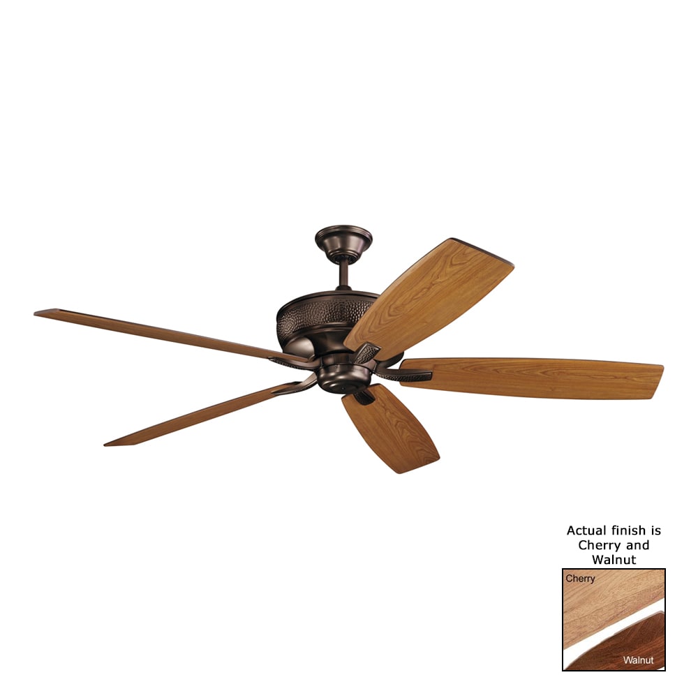 Kichler Monarch 70-in Oil Brushed Bronze with Walnut/Cherry Blades Ceiling Fan Light Kit Compatible - Remote Included ( 5 -Blade ) 1254135