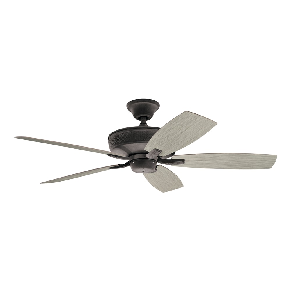 Kichler Monarch II 52-in Outdoor Downrod or Flush Mount Weathered Zinc with Weathered White Walnut Blades Ceiling Fan Without Light - Remote Included ( 5 -Blade ) 1254148