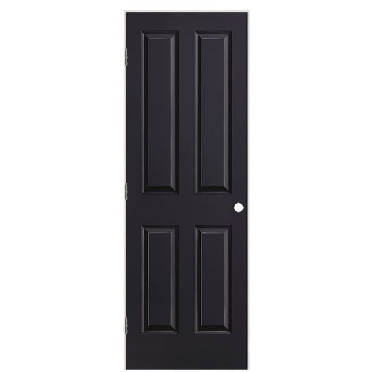 Masonite 28-in x 80-in Midnight Hollow core 4 panel square Right hand Smooth Prefinished Molded composite Flat Jamb Single Prehung Interior Door