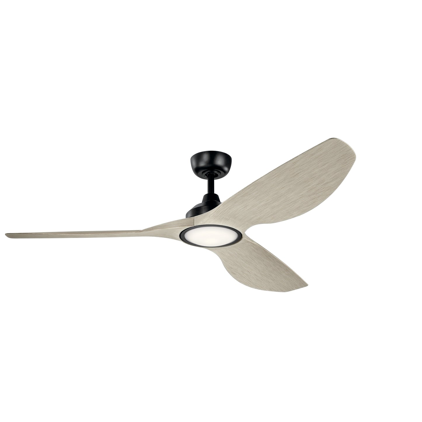 Kichler Imari 65-in Satin Black with Weathered White Walnut Blades Integrated LED Fixture Indoor/Outdoor Downrod mount Standard Ceiling Fan With Light ( 3 -Blade) 1336958