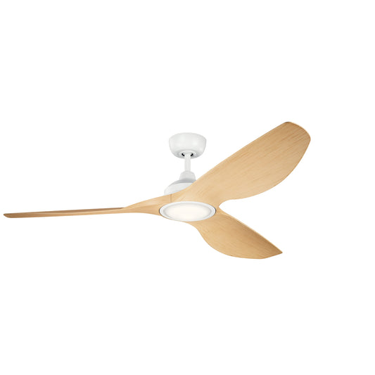 Kichler Imari 65-in Integrated LED Outdoor Matte White with Light Oak Blades Ceiling Fan With Light ( 3 -Blade ) 1336956