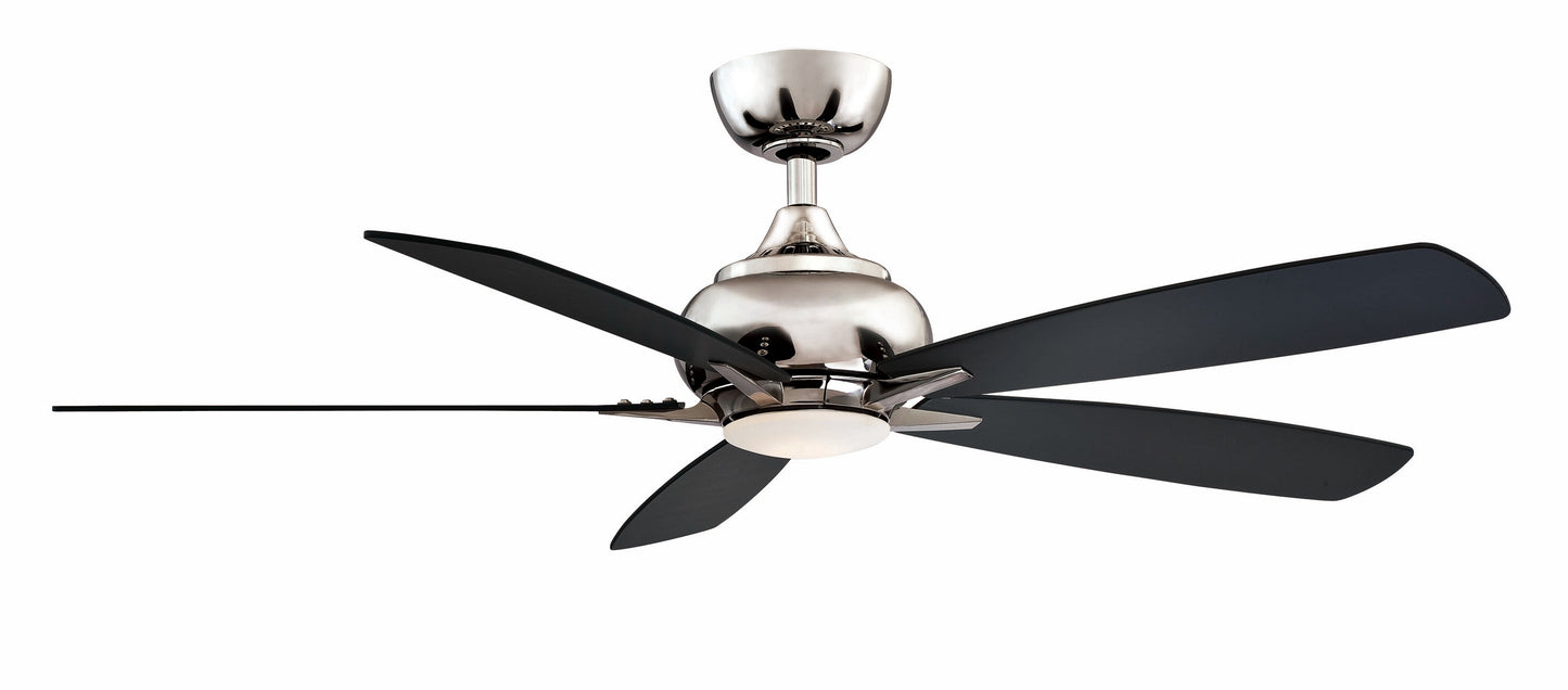 Fanimation Doren 52-in Integrated LED Polished nickel with Black Blades Ceiling Fan With Light - Remote Included ( 5 -Blade ) 1391688