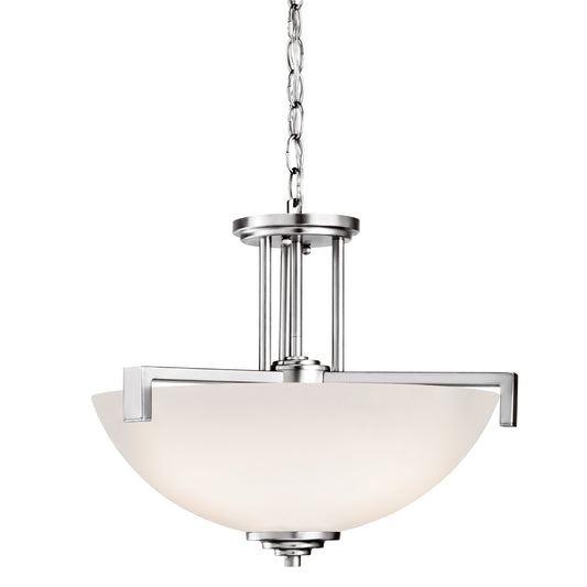 Kichler Eileen 3 -Light Chrome Modern/contemporary Etched glass Bowl Medium Hanging Pendant light 1424814