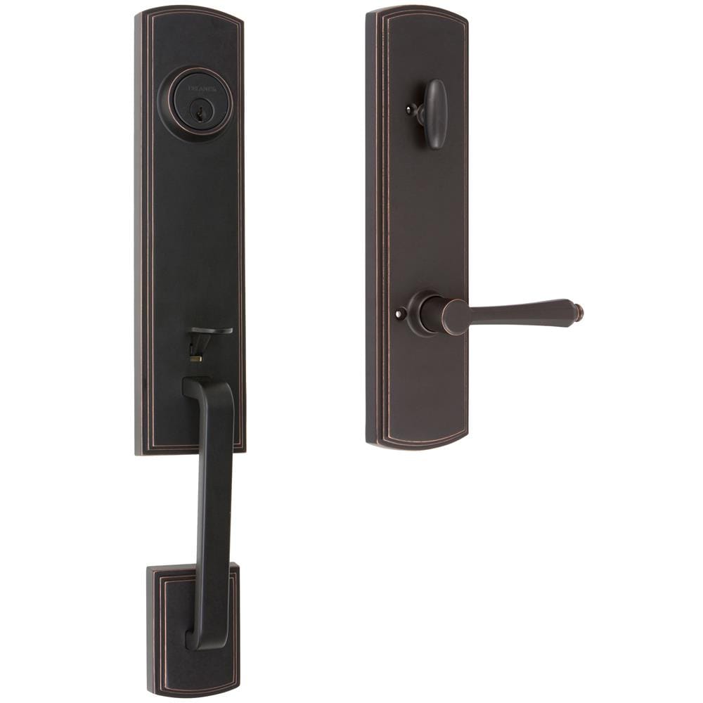 Delaney Hardware Briona Edged Bronze Dummy Door Handleset Lever 374157FL-RH