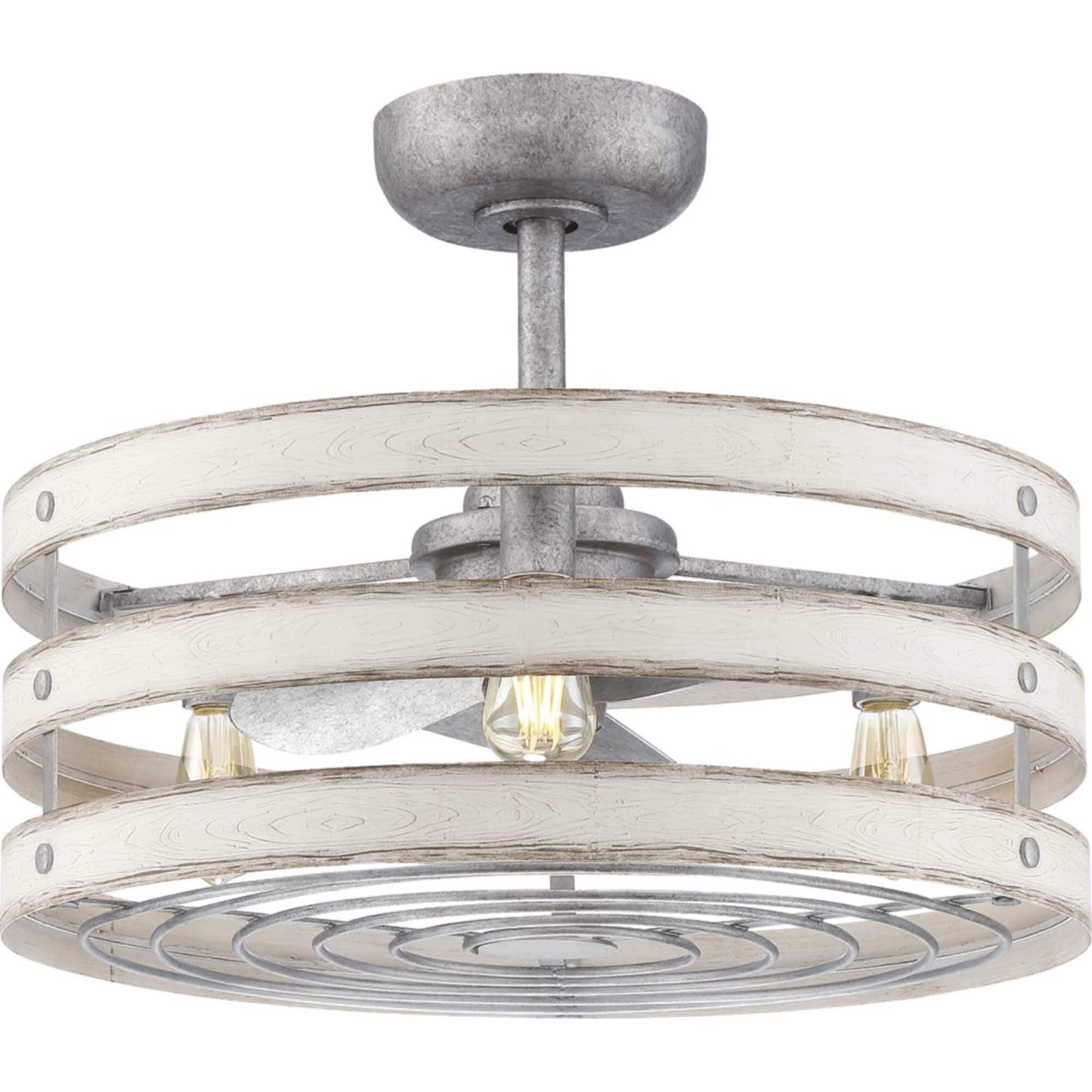 Progress Lighting Gulliver 23.5-in Outdoor Galvanized with Galvanized Blades Fandelier Ceiling Fan With Light - Remote Included ( 3 -Blade ) 1474680