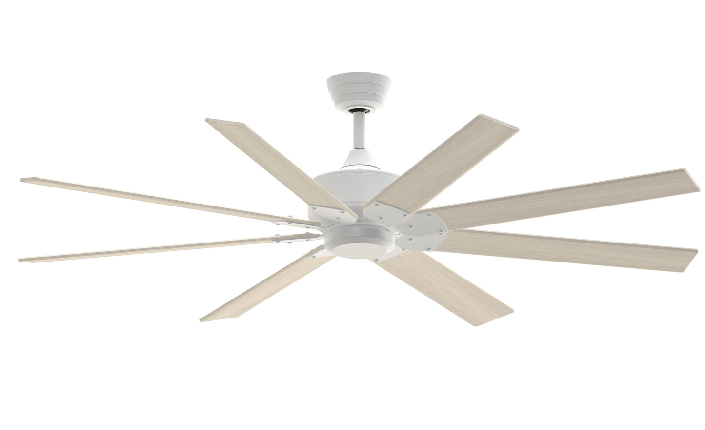 Fanimation Levon Custom 64-in Matte White with White Washed Blades Indoor/Outdoor Smart Ceiling Fan Light Kit Compatible and Remote (8-Blade) FPD7912BMW-64WW