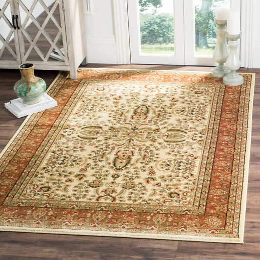 Safavieh Lyndhurst Isphahan 11 x 15 (ft) Loomed Ivory/Rust Rectangular Indoor Floral/Botanical Oriental Area rug
