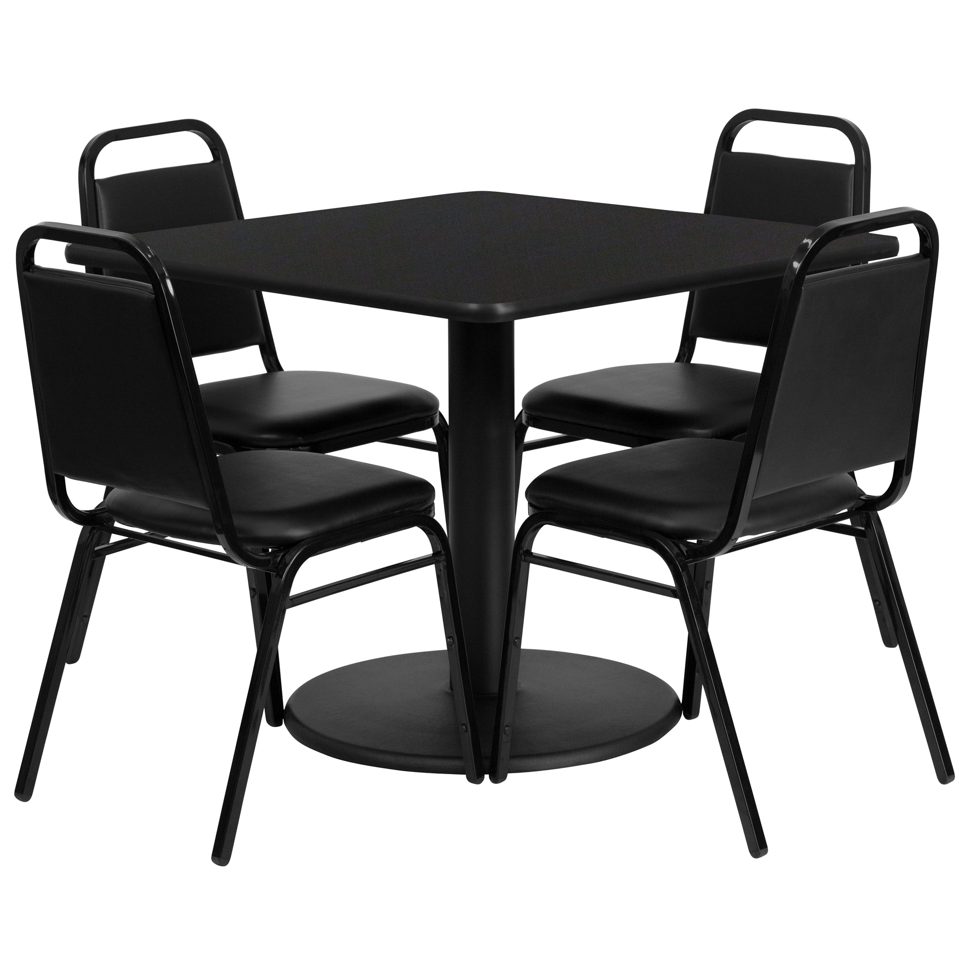 Flash Furniture Black Top/Black Vinyl Seat Traditional Dining Room Set with Square Table ( Seats 4 )