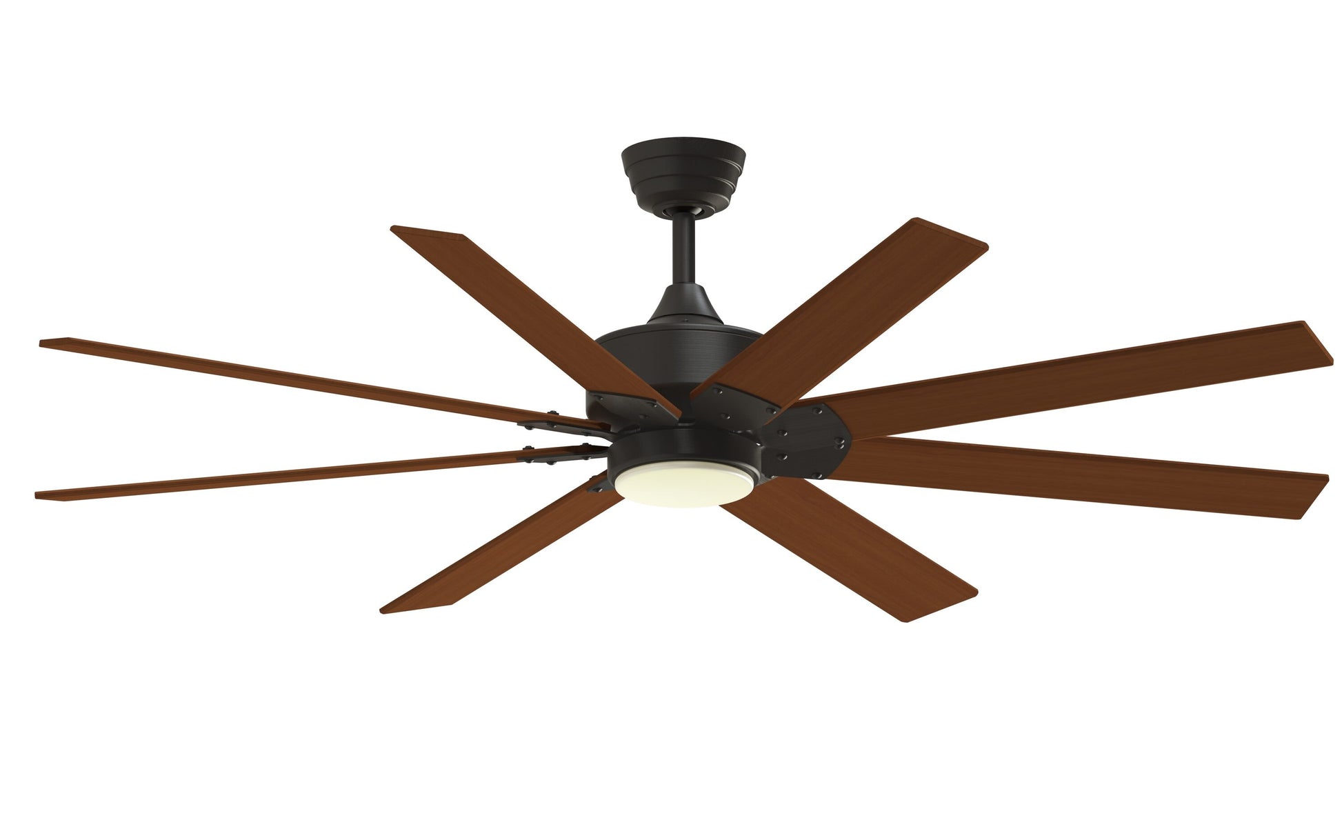 Fanimation Levon Custom 64-in Dark Bronze with Cherry Blades Color-changing Integrated LED Indoor/Outdoor Smart Ceiling Fan with Light and Remote (8-Blade) FPD7912BDZ-64CY-LK