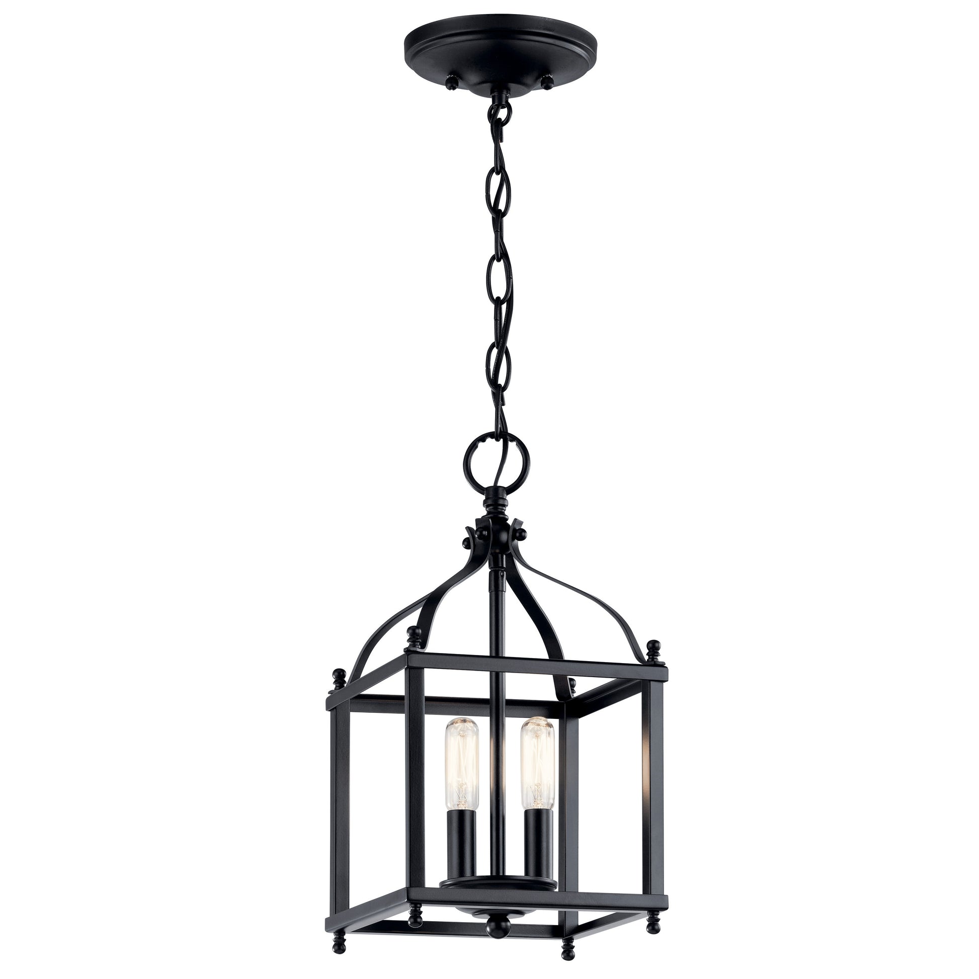 Kichler Larkin 2 -Light Black Traditional Lantern Mini Hanging Pendant light 1477153