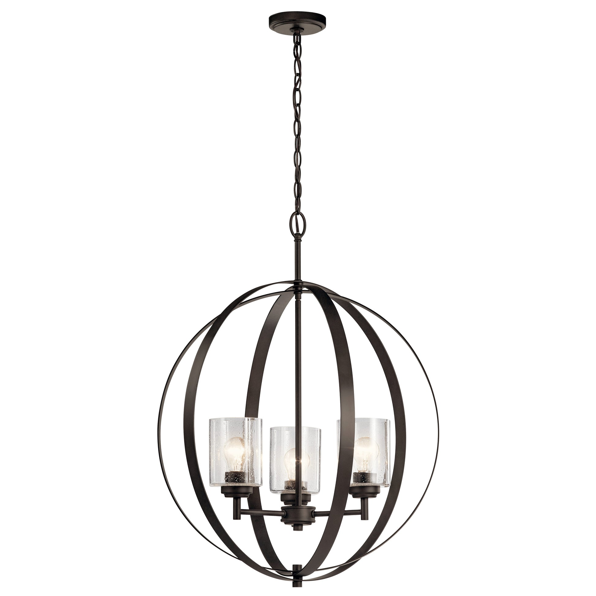 Kichler Winslow 3 -Light Bronze Modern/contemporary Cage For Use in Bedrooms, Dining Rooms, Foyers, Kitchens, Living Rooms Chandelier 1424657