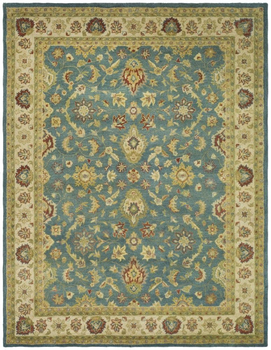 Safavieh Antiquity Jand 8 x 11 (ft) Tufted Wool Blue/Beige Rectangular Indoor Floral/Botanical Vintage Area rug