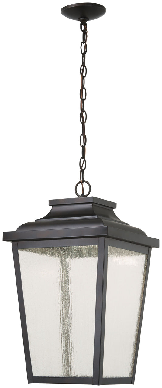Minka Lavery Irvington Manor Chelesa Bronze Transitional Seeded glass Lantern Integrated LED Medium Outdoor Hanging Pendant light 1664721