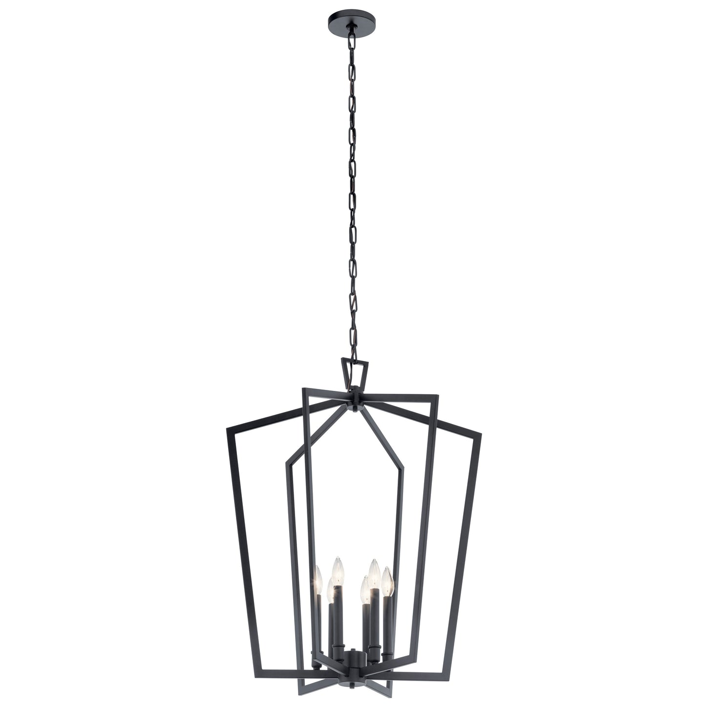 Kichler Abbotswell 6 -Light Black Traditional Geometric Large Hanging Pendant light 1790598
