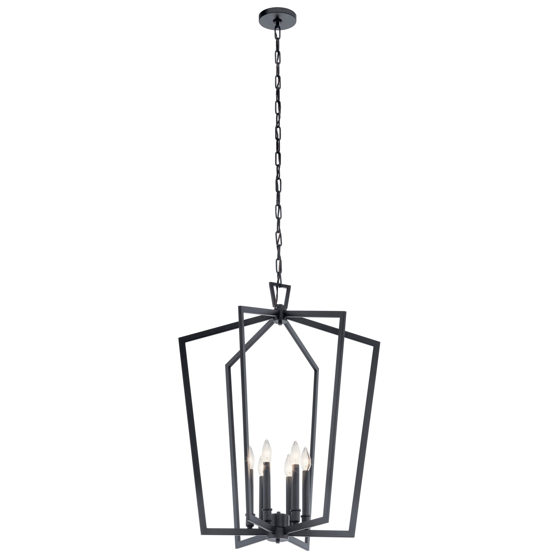 Kichler Abbotswell 6 -Light Black Traditional Geometric Large Hanging Pendant light 1790598
