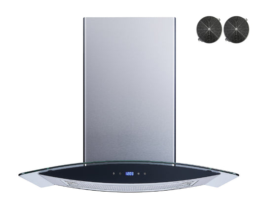 Winflo 30 inch Convertible 500-CFM Stainless Steel Island Range Hood with Charcoal Filter