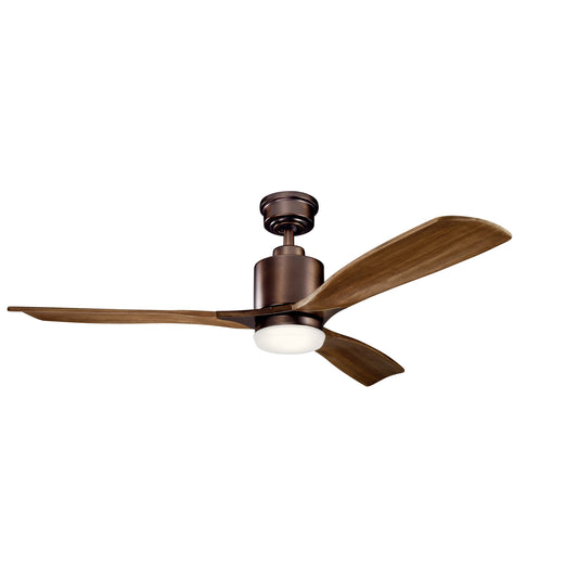 Kichler Ridley II 52-in Integrated LED Oil Brushed Bronze with Walnut Blades Ceiling Fan With Light ( 3 -Blade ) 1695005