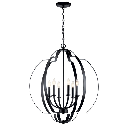 Kichler Voleta 6 -Light Black Traditional Cage For Use in Bedrooms, Dining Rooms, Foyers, Kitchens, Living Rooms Chandelier 1958832