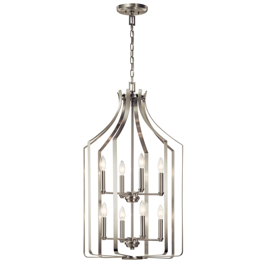 Kichler Morrigan 8 -Light Brushed Nickel Traditional Cage For Use in Bedrooms, Dining Rooms, Foyers, Kitchens, Living Rooms Chandelier 1958848