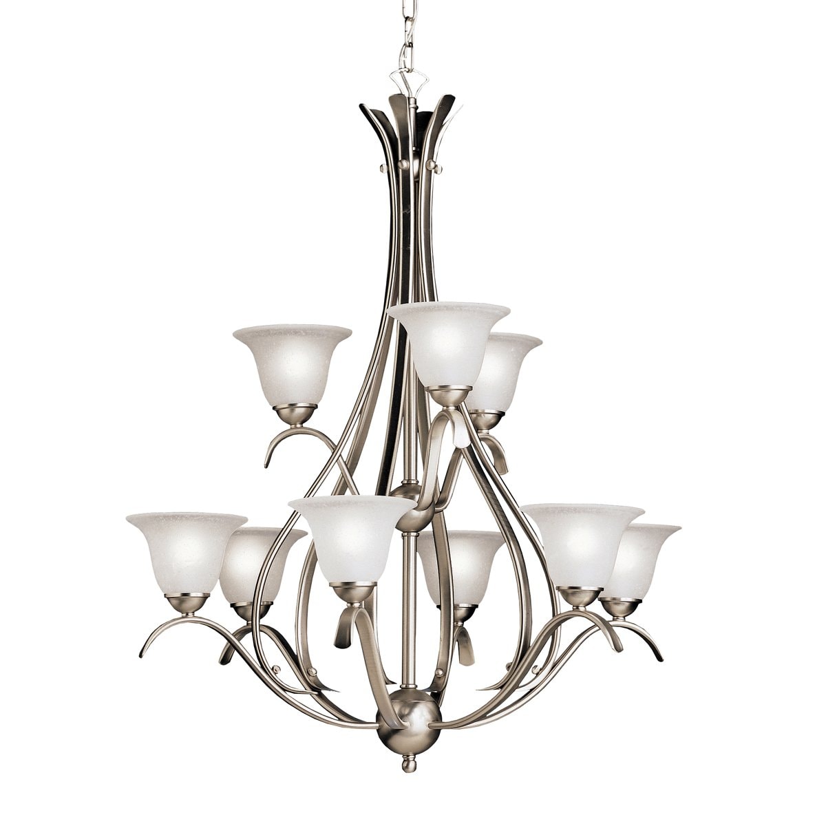 Kichler Dover 9 -Light Brushed Nickel Transitional For Use in Dining Rooms, Foyers, Chandelier 1252606